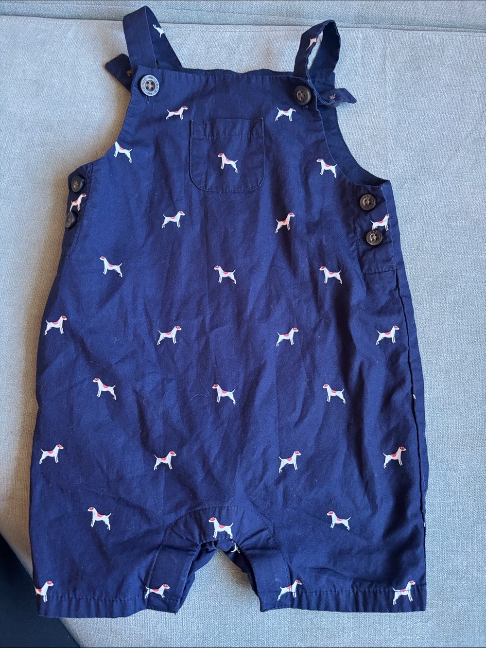 Janie and Jack Navy Dog Print Overalls